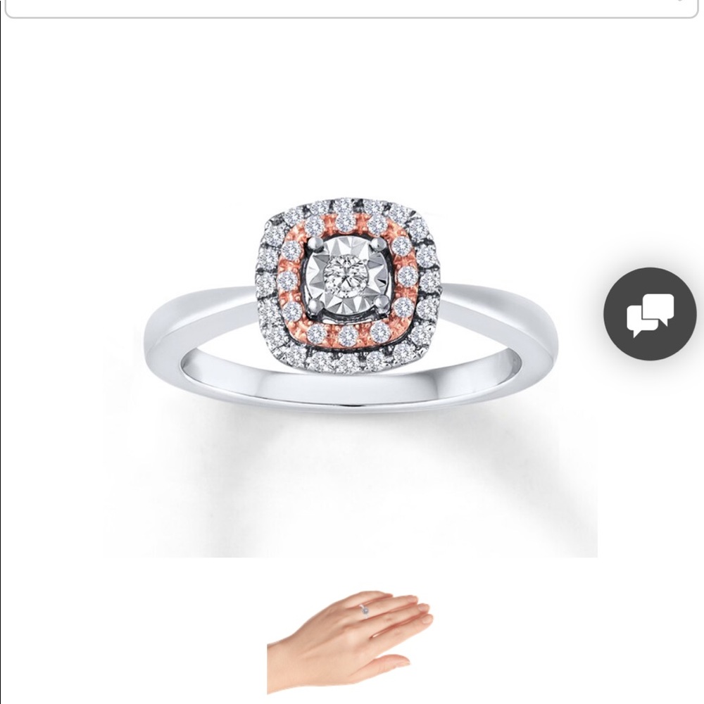 Diamond Ring 1/5ct. Sterling Silver 10k Rose Gold